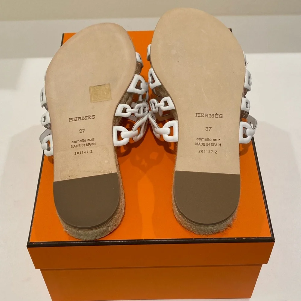 🆕 Hermés Ancone Rivage Espadrille Blanc White 37 - Picture 3 of 5
